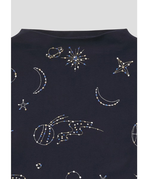 Design Tshirts Store graniph(デザイン ティーシャツ ストア グラニフ)の「ドットアンドラインユニバース|エンブロイダリーワンピース(ワンピース・レディース・ネイビー・FREE)」の10枚目の写真