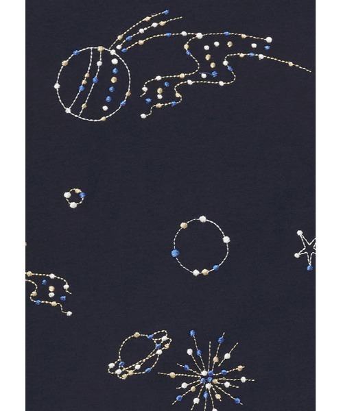 Design Tshirts Store graniph(デザイン ティーシャツ ストア グラニフ)の「ドットアンドラインユニバース|エンブロイダリーワンピース(ワンピース・レディース・ネイビー・FREE)」の7枚目の写真