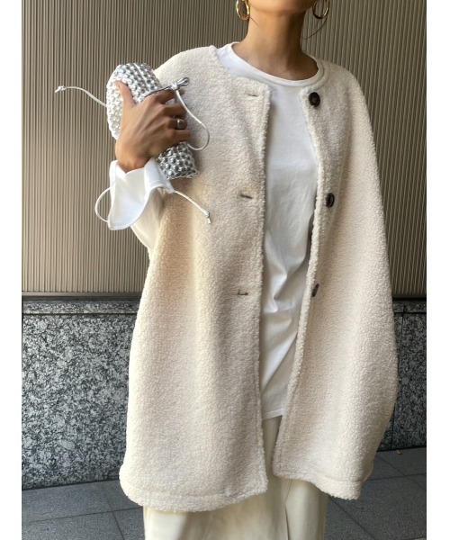 ulu(ウル)の「Original boa gilet coat(ノーカラーコート・レディース・アイボリー・FREE)」の11枚目の写真