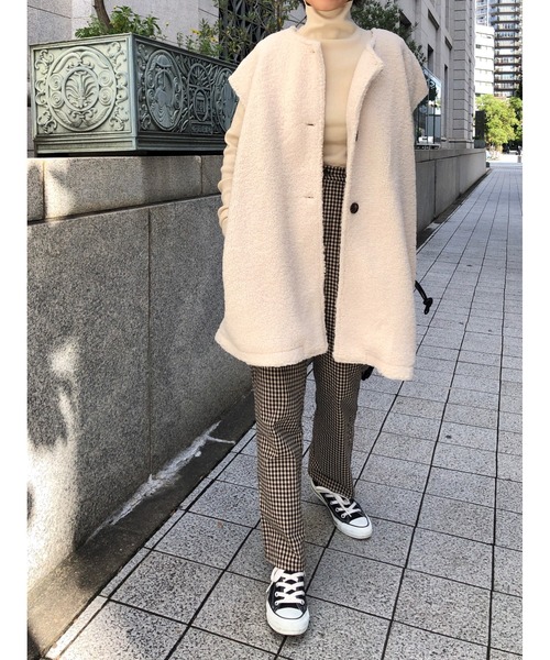 ulu(ウル)の「Original boa gilet coat(ノーカラーコート・レディース・アイボリー・FREE)」の9枚目の写真