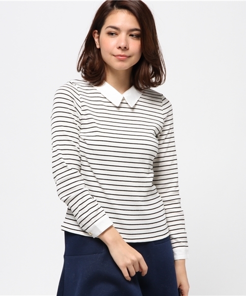 natural couture（ナチュラルクチュール）の「【natural couture NICE CLAUP】襟付きインナー（Tシャツ/カットソー・レディース・マスタード/サックスブルー/ネイビー/ブラック/その他12・FREE）」の5枚目の写真