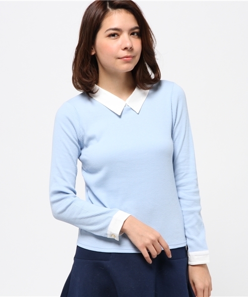 natural couture（ナチュラルクチュール）の「【natural couture NICE CLAUP】襟付きインナー（Tシャツ/カットソー・レディース・マスタード/サックスブルー/ネイビー/ブラック/その他12・FREE）」の3枚目の写真