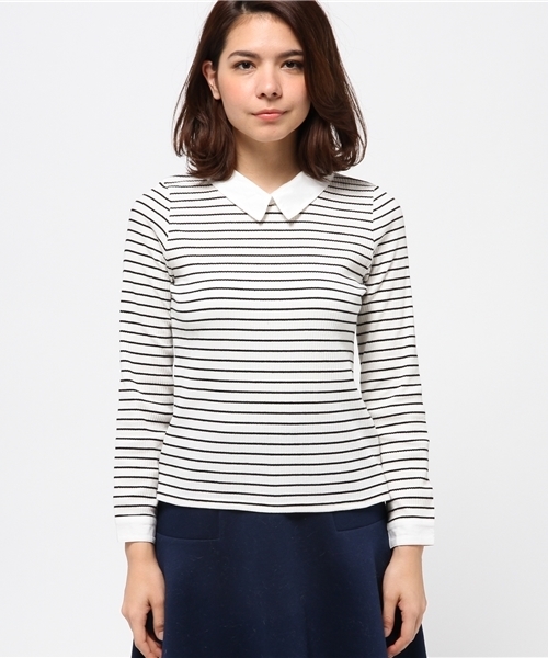 natural couture（ナチュラルクチュール）の「【natural couture NICE CLAUP】襟付きインナー（Tシャツ/カットソー・レディース・マスタード/サックスブルー/ネイビー/ブラック/その他12・FREE）」の6枚目の写真