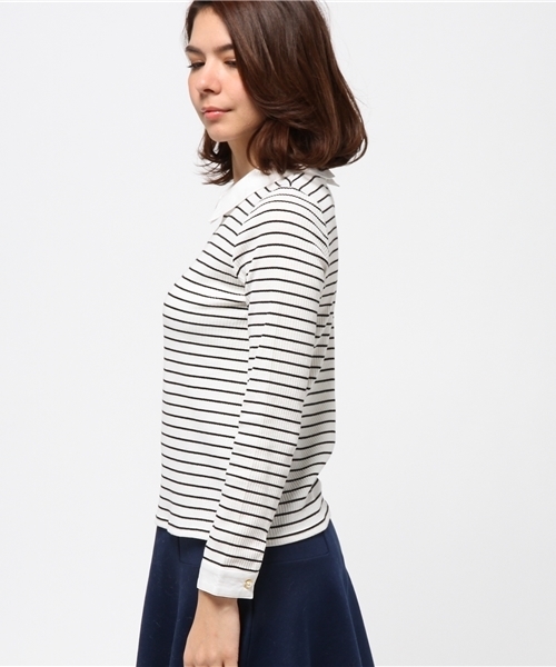 natural couture（ナチュラルクチュール）の「【natural couture NICE CLAUP】襟付きインナー（Tシャツ/カットソー・レディース・マスタード/サックスブルー/ネイビー/ブラック/その他12・FREE）」の7枚目の写真