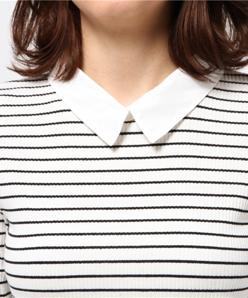 natural couture（ナチュラルクチュール）の「【natural couture NICE CLAUP】襟付きインナー（Tシャツ/カットソー・レディース・マスタード/サックスブルー/ネイビー/ブラック/その他12・FREE）」の9枚目の写真