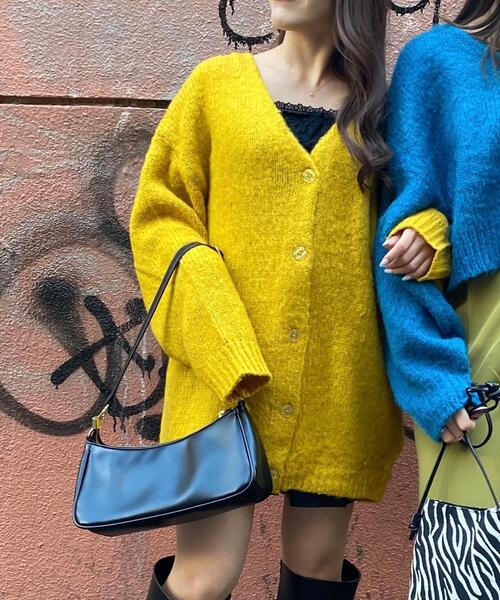 INGNI（イング）の「モヘアタッチVネックカーディガン（カーディガン/ボレロ・レディース・ブラック/オレンジ/ブルー/グリーン/アイボリー/イエロー系3/レッド・M）」の6枚目の写真