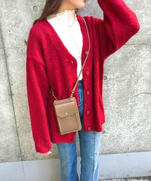 INGNI（イング）の「モヘアタッチVネックカーディガン（カーディガン/ボレロ・レディース・ブラック/オレンジ/ブルー/グリーン/アイボリー/イエロー系3/レッド・M）」の13枚目の写真