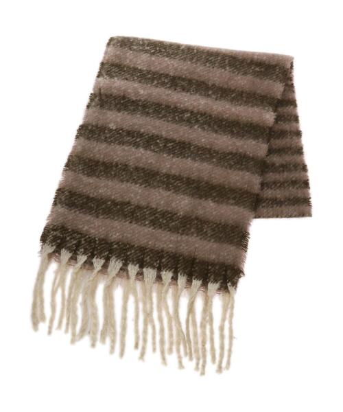 Green　Parks（グリーンパークス）の「・ボーダーフリンジマフラー＊（マフラー・レディース・パープル/ネイビー/カーキ・FREE）」の15枚目の写真