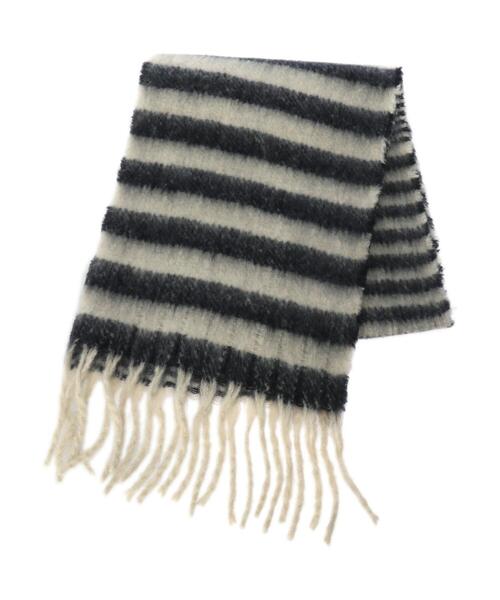 Green　Parks（グリーンパークス）の「・ボーダーフリンジマフラー＊（マフラー・レディース・パープル/ネイビー/カーキ・FREE）」の9枚目の写真