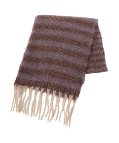 Green　Parks（グリーンパークス）の「・ボーダーフリンジマフラー＊（マフラー・レディース・パープル/ネイビー/カーキ・FREE）」の16枚目の写真