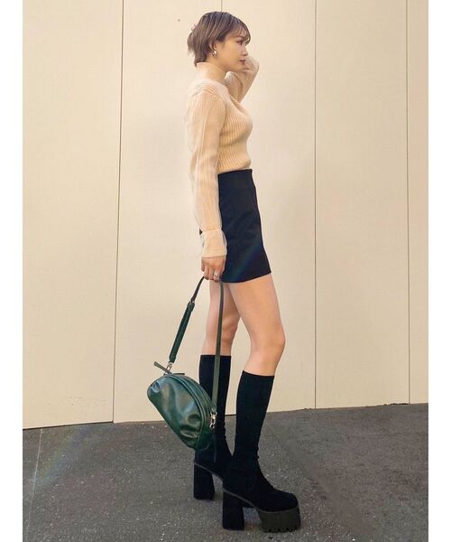 EMODA（エモダ）の「チュールコンビネーションフィットニット（ニット/セーター・レディース・アイボリー/ブラウン/ブラック・FREE）」の6枚目の写真