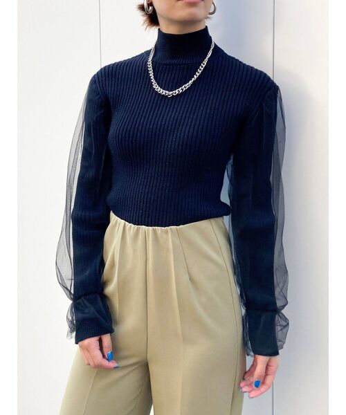 EMODA（エモダ）の「チュールコンビネーションフィットニット（ニット/セーター・レディース・アイボリー/ブラウン/ブラック・FREE）」の11枚目の写真