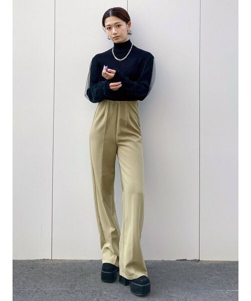 EMODA（エモダ）の「チュールコンビネーションフィットニット（ニット/セーター・レディース・アイボリー/ブラウン/ブラック・FREE）」の12枚目の写真