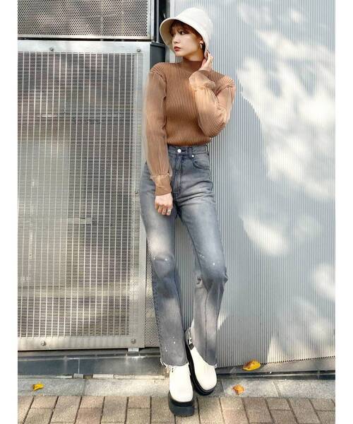 EMODA（エモダ）の「チュールコンビネーションフィットニット（ニット/セーター・レディース・アイボリー/ブラウン/ブラック・FREE）」の17枚目の写真