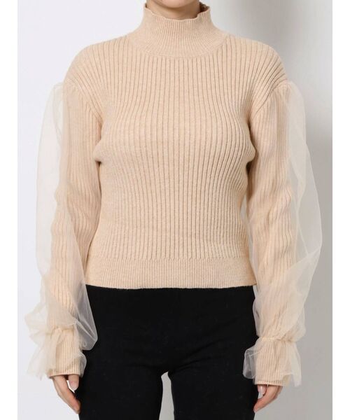 EMODA（エモダ）の「チュールコンビネーションフィットニット（ニット/セーター・レディース・アイボリー/ブラウン/ブラック・FREE）」の18枚目の写真