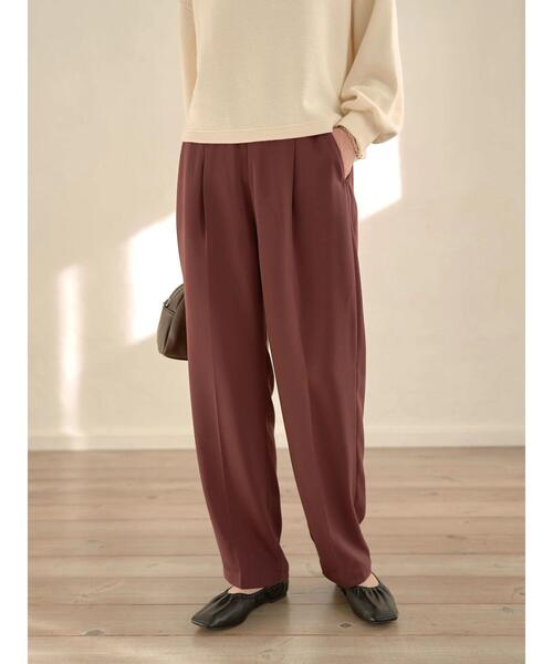 earth music&ecology（アースミュージックアンドエコロジー）の「タックストレートパンツ＊（スラックス・レディース・ブラック/ダークグリーン/ベージュ/ボルドー・M/L）」の6枚目の写真