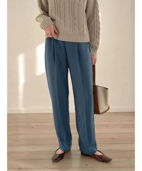 earth music&ecology（アースミュージックアンドエコロジー）の「タックストレートパンツ＊（スラックス・レディース・ブラック/ダークグリーン/ベージュ/ボルドー・M/L）」の16枚目の写真