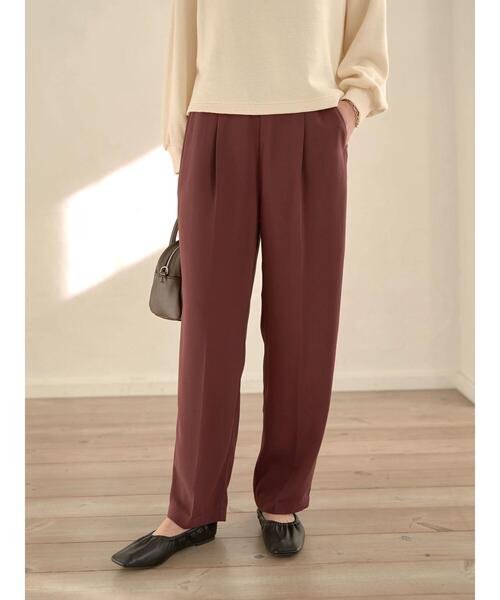 earth music&ecology（アースミュージックアンドエコロジー）の「タックストレートパンツ＊（スラックス・レディース・ブラック/ダークグリーン/ベージュ/ボルドー・M/L）」の20枚目の写真