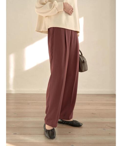 earth music&ecology（アースミュージックアンドエコロジー）の「タックストレートパンツ＊（スラックス・レディース・ブラック/ダークグリーン/ベージュ/ボルドー・M/L）」の21枚目の写真