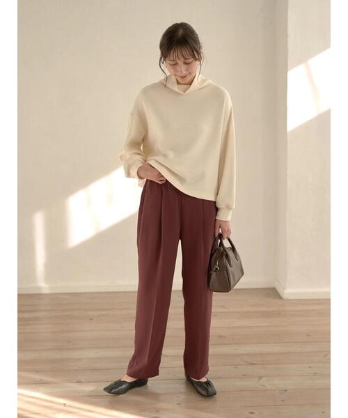 earth music&ecology（アースミュージックアンドエコロジー）の「タックストレートパンツ＊（スラックス・レディース・ブラック/ダークグリーン/ベージュ/ボルドー・M/L）」の22枚目の写真