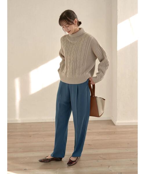 earth music&ecology（アースミュージックアンドエコロジー）の「タックストレートパンツ＊（スラックス・レディース・ブラック/ダークグリーン/ベージュ/ボルドー・M/L）」の18枚目の写真