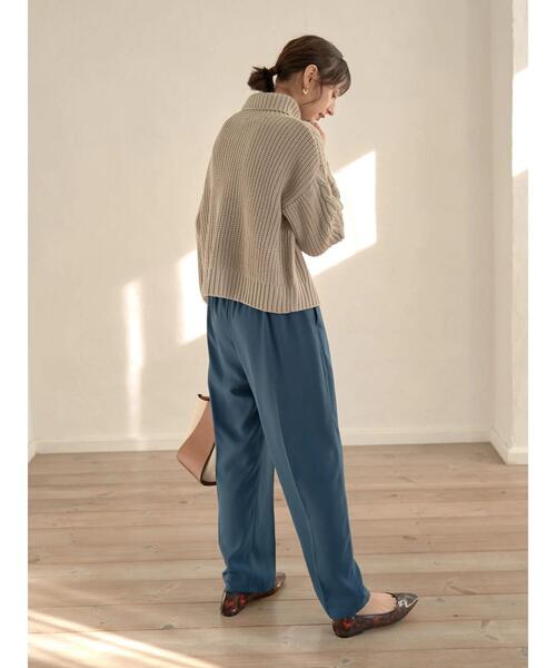 earth music&ecology（アースミュージックアンドエコロジー）の「タックストレートパンツ＊（スラックス・レディース・ブラック/ダークグリーン/ベージュ/ボルドー・M/L）」の19枚目の写真