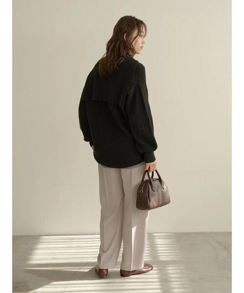 earth music&ecology（アースミュージックアンドエコロジー）の「タックストレートパンツ＊（スラックス・レディース・ブラック/ダークグリーン/ベージュ/ボルドー・M/L）」の14枚目の写真