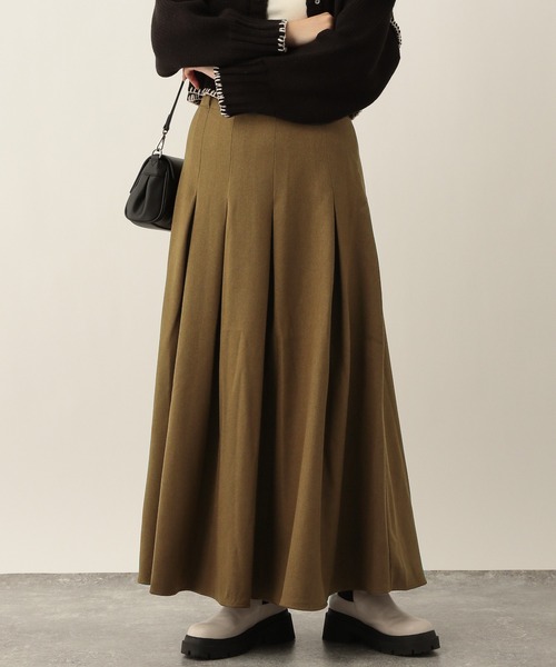 Heather(ヘザー)の「タックボリュームスカート 261866(スカート・レディース・ブラック/ベージュ/カーキ・FREE)」の1枚目の写真