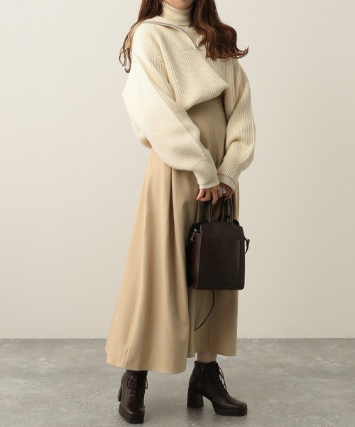 Heather(ヘザー)の「タックボリュームスカート 261866(スカート・レディース・ブラック/ベージュ/カーキ・FREE)」の6枚目の写真