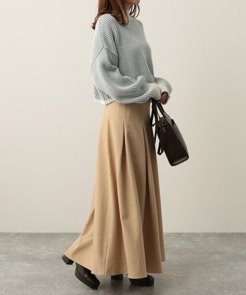 Heather(ヘザー)の「タックボリュームスカート 261866(スカート・レディース・ブラック/ベージュ/カーキ・FREE)」の9枚目の写真