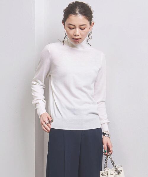 UNITED ARROWS（ユナイテッドアローズ）の「＜UNITED ARROWS＞W 18G タートルネック ニット B（ニット/セーター・レディース・ブラック/オフホワイト/ピンク・フリー）」の2枚目の写真