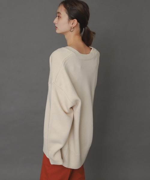 SENSE OF PLACE by URBAN RESEARCH（センスオブプレイスバイアーバンリサーチ）の「クルーネックルーズカーディガン（カーディガン/ボレロ・レディース・ブラック/オレンジ/グリーン/アイボリー・ONE）」の6枚目の写真