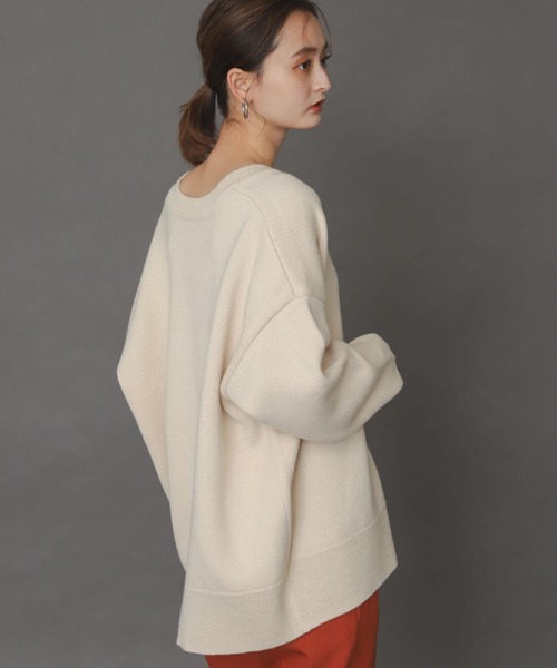 SENSE OF PLACE by URBAN RESEARCH（センスオブプレイスバイアーバンリサーチ）の「クルーネックルーズカーディガン（カーディガン/ボレロ・レディース・ブラック/オレンジ/グリーン/アイボリー・ONE）」の9枚目の写真