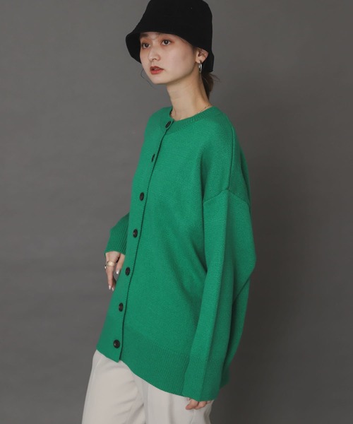 SENSE OF PLACE by URBAN RESEARCH（センスオブプレイスバイアーバンリサーチ）の「クルーネックルーズカーディガン（カーディガン/ボレロ・レディース・ブラック/オレンジ/グリーン/アイボリー・ONE）」の11枚目の写真