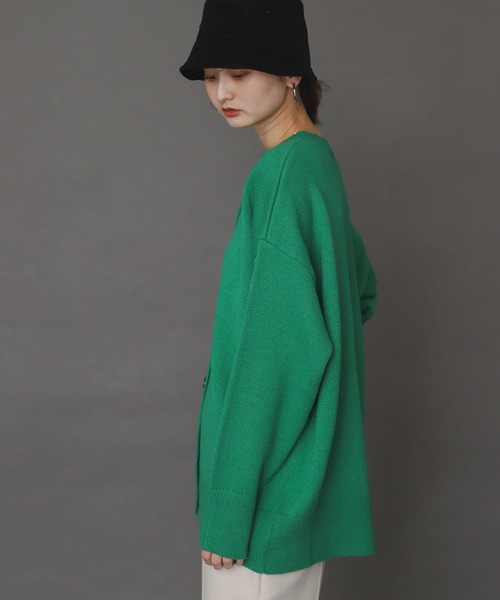 SENSE OF PLACE by URBAN RESEARCH（センスオブプレイスバイアーバンリサーチ）の「クルーネックルーズカーディガン（カーディガン/ボレロ・レディース・ブラック/オレンジ/グリーン/アイボリー・ONE）」の12枚目の写真