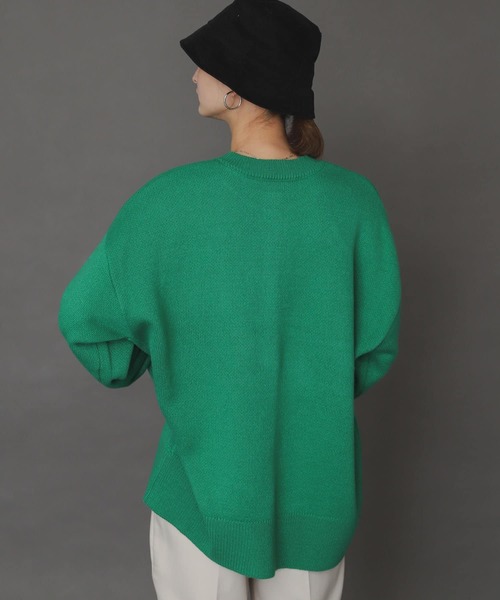 SENSE OF PLACE by URBAN RESEARCH（センスオブプレイスバイアーバンリサーチ）の「クルーネックルーズカーディガン（カーディガン/ボレロ・レディース・ブラック/オレンジ/グリーン/アイボリー・ONE）」の13枚目の写真