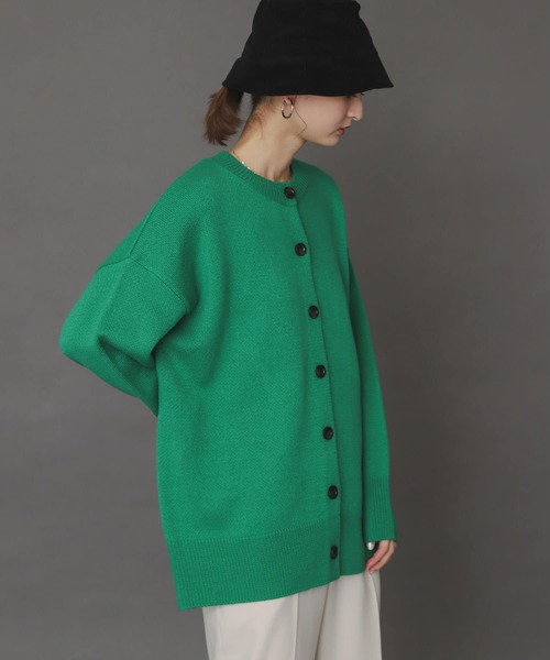 SENSE OF PLACE by URBAN RESEARCH（センスオブプレイスバイアーバンリサーチ）の「クルーネックルーズカーディガン（カーディガン/ボレロ・レディース・ブラック/オレンジ/グリーン/アイボリー・ONE）」の14枚目の写真