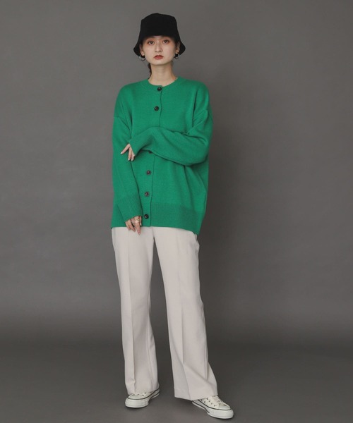 SENSE OF PLACE by URBAN RESEARCH（センスオブプレイスバイアーバンリサーチ）の「クルーネックルーズカーディガン（カーディガン/ボレロ・レディース・ブラック/オレンジ/グリーン/アイボリー・ONE）」の15枚目の写真