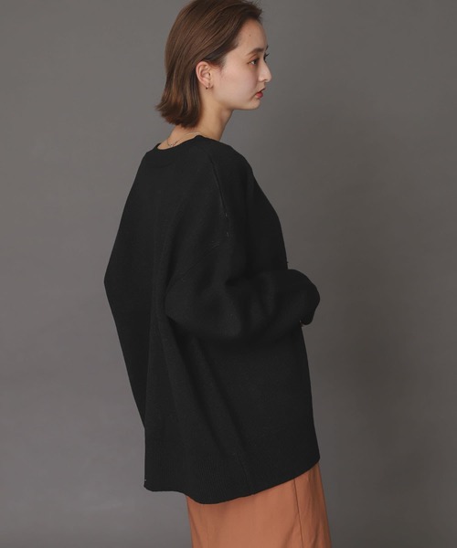 SENSE OF PLACE by URBAN RESEARCH（センスオブプレイスバイアーバンリサーチ）の「クルーネックルーズカーディガン（カーディガン/ボレロ・レディース・ブラック/オレンジ/グリーン/アイボリー・ONE）」の18枚目の写真