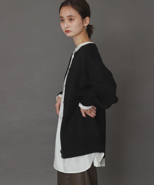 SENSE OF PLACE by URBAN RESEARCH（センスオブプレイスバイアーバンリサーチ）の「クルーネックルーズカーディガン（カーディガン/ボレロ・レディース・ブラック/オレンジ/グリーン/アイボリー・ONE）」の21枚目の写真