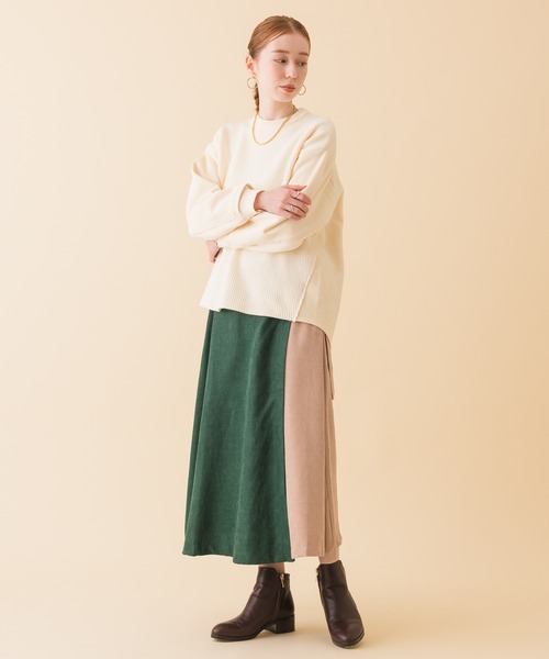 CLOCHE(クロシェ)の「CLOCHE カットドッキングプルオーバー(Tシャツ/カットソー・レディース・カーキ/アイボリー・FREE)」の8枚目の写真