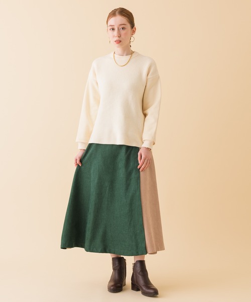 CLOCHE(クロシェ)の「CLOCHE カットドッキングプルオーバー(Tシャツ/カットソー・レディース・カーキ/アイボリー・FREE)」の9枚目の写真