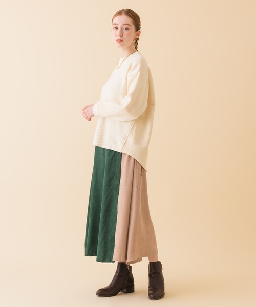 CLOCHE(クロシェ)の「CLOCHE カットドッキングプルオーバー(Tシャツ/カットソー・レディース・カーキ/アイボリー・FREE)」の10枚目の写真