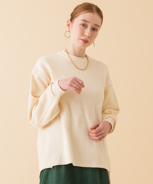 CLOCHE(クロシェ)の「CLOCHE カットドッキングプルオーバー(Tシャツ/カットソー・レディース・カーキ/アイボリー・FREE)」の12枚目の写真