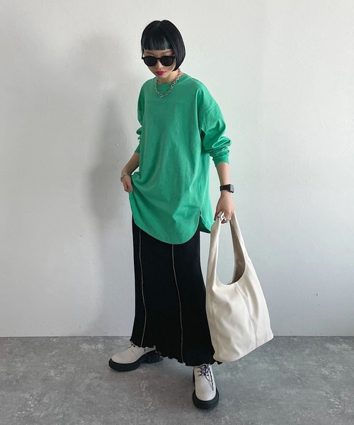 PAGEBOY(ページボーイ)の「ルーズシルエットロンT(Tシャツ/カットソー・レディース・ブラック/オフホワイト/グリーン・FREE)」の9枚目の写真