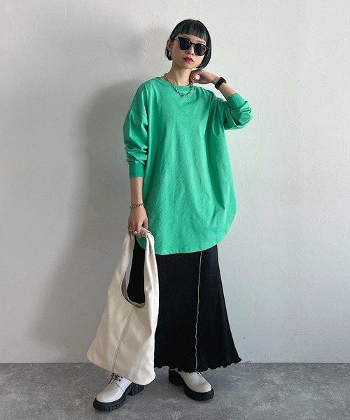 PAGEBOY(ページボーイ)の「ルーズシルエットロンT(Tシャツ/カットソー・レディース・ブラック/オフホワイト/グリーン・FREE)」の10枚目の写真