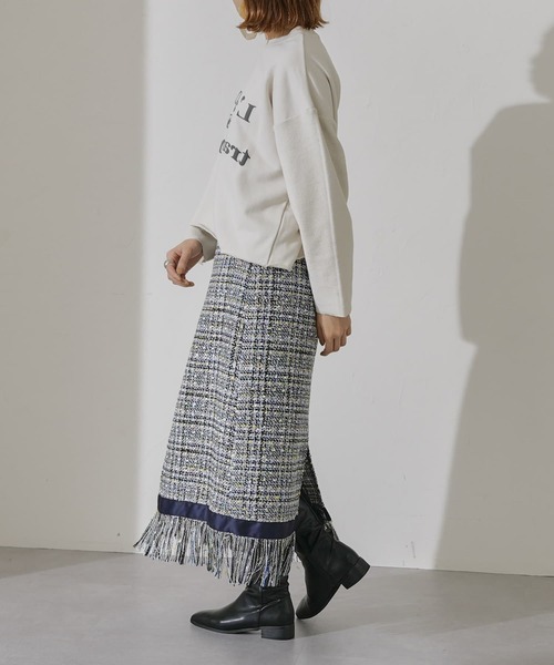 mona Belinda（モナベリンダ）の「ツイードフリンジタイトスカート（スカート・レディース・グリーン/ネイビー・FREE）」の21枚目の写真
