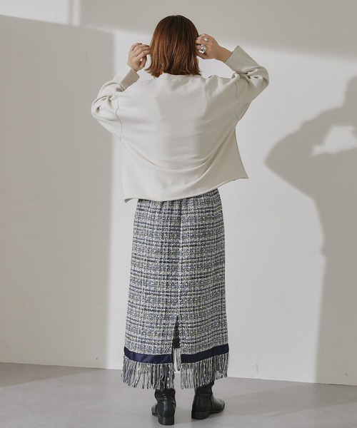 mona Belinda（モナベリンダ）の「ツイードフリンジタイトスカート（スカート・レディース・グリーン/ネイビー・FREE）」の22枚目の写真