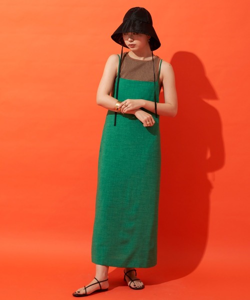 Aunt Marie's（アントマリーズ）の「Iラインキャミワンピース（ワンピース・レディース・チャコールグレー/グリーン/アイボリー・FREE）」の5枚目の写真