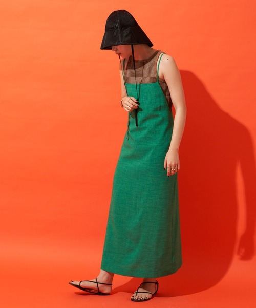 Aunt Marie's（アントマリーズ）の「Iラインキャミワンピース（ワンピース・レディース・チャコールグレー/グリーン/アイボリー・FREE）」の6枚目の写真